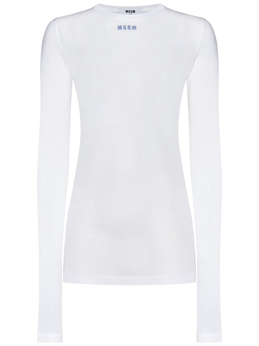 Msgm Lightweight Cotton Jersey T-Shirt With Bold Back Print