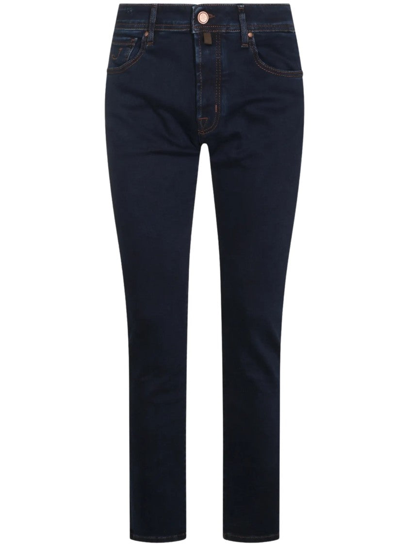 Jacob Cohen Dark Indigo Denim Slim-Fit Jeans With Logo Patch