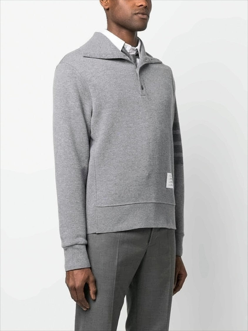 Thom Browne Medium Grey Wool Polo Shirt With Classic Collar And Minimalist Details
