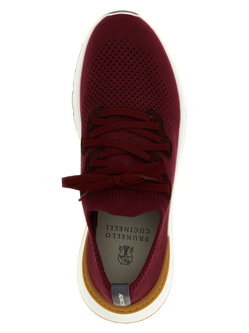 Brunello Cucinelli Slip-On Knitted Sneakers With Lace-Up Closure