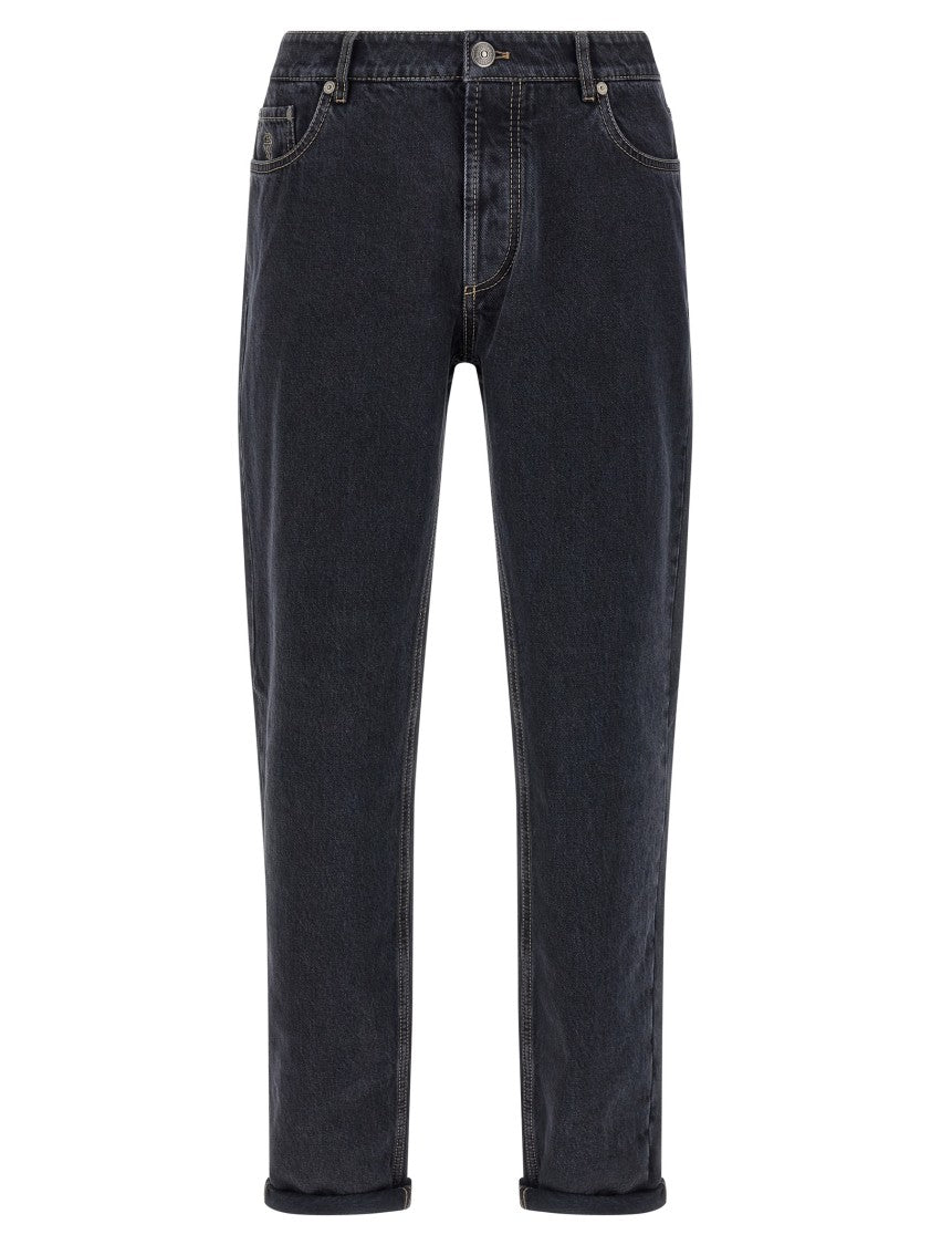 Brunello Cucinelli Garment-Dyed Black Denim Jeans