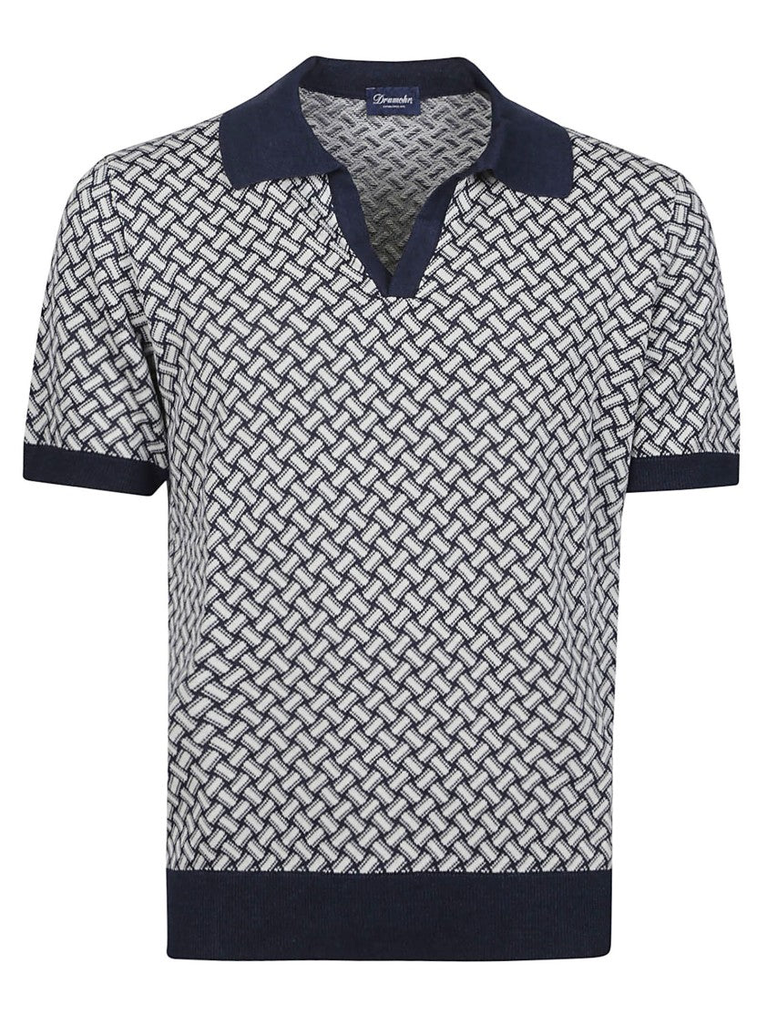 Drumohr Short Sleeve Geometric Cotton Polo