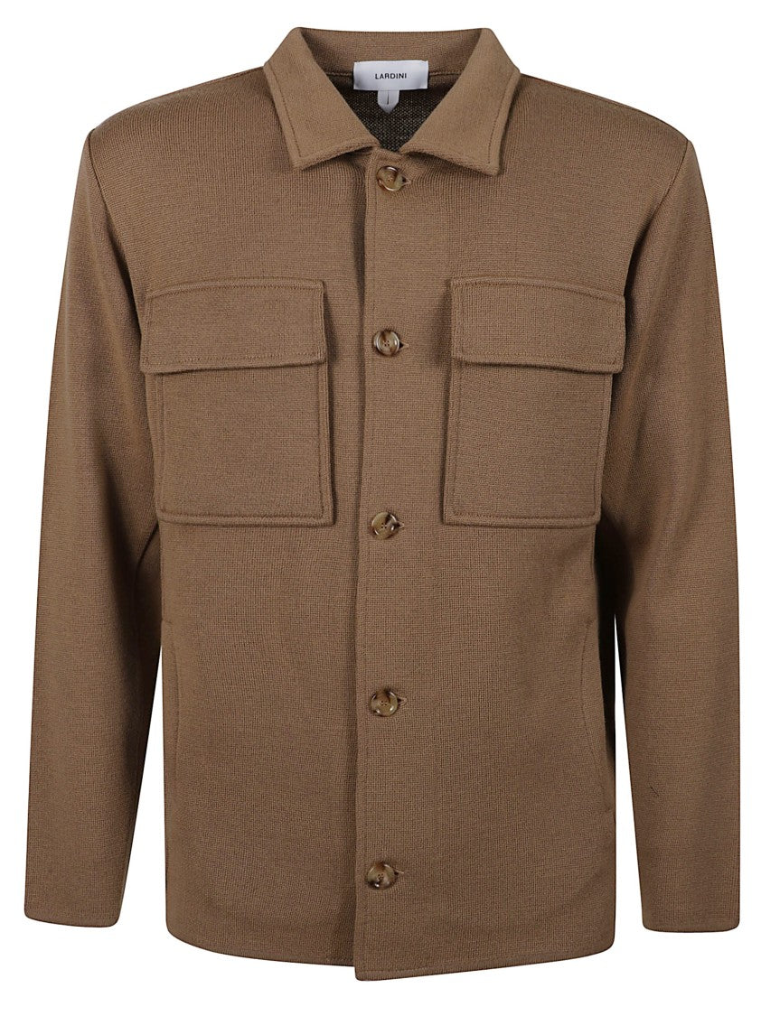 Lardini Structured Wool Knit Overshirt With Flap Pockets