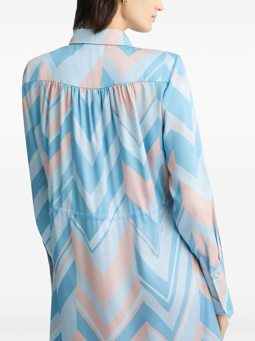 Liu Jo Chevron Pattern Midi Dress With Cinched Waist