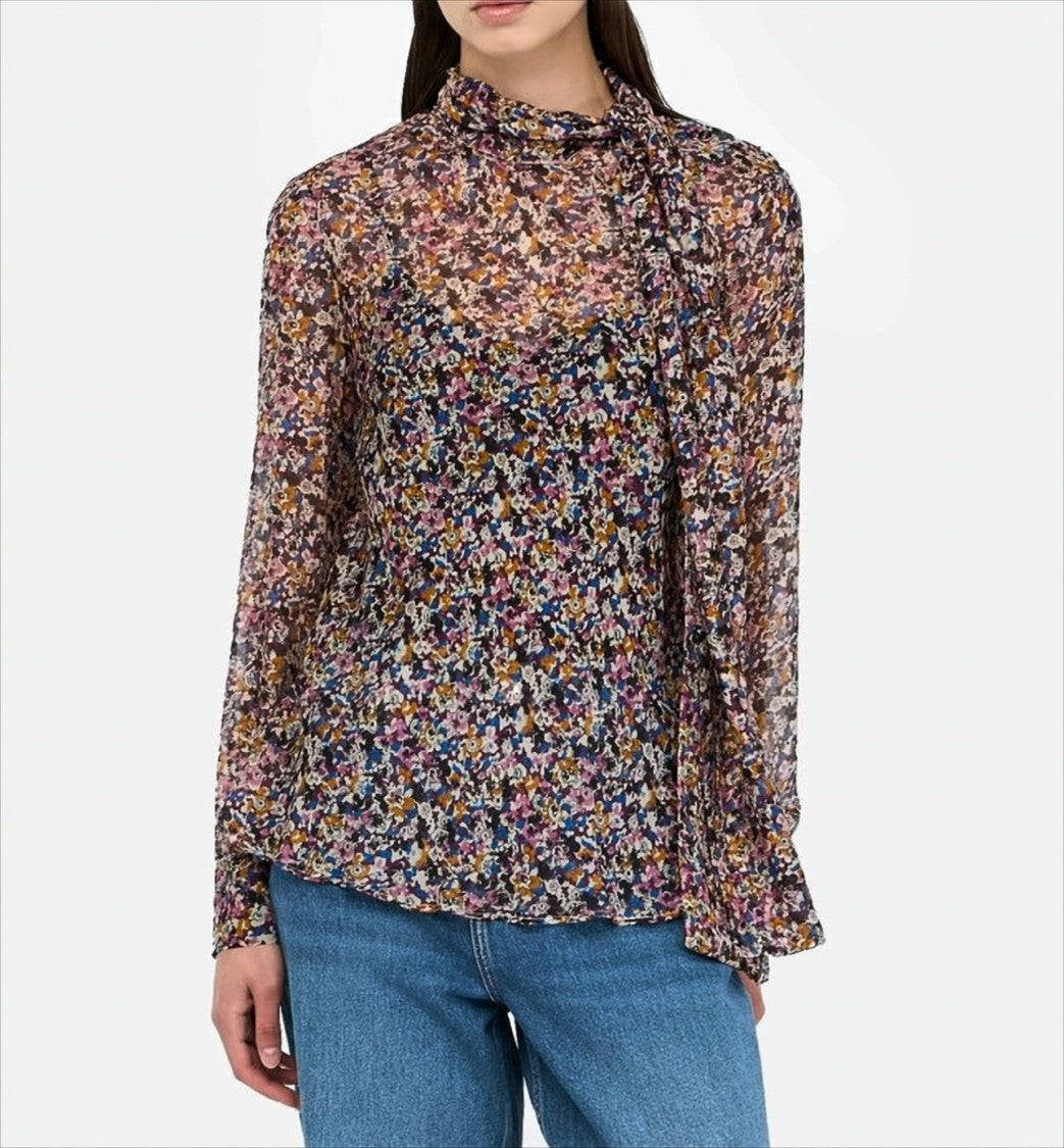 Liu Jo Floral Print Silk Chiffon Top