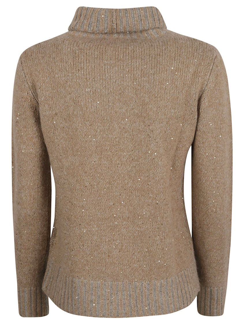 Fabiana Filippi Ribbed Turtleneck Sweater With Subtle Sparkle