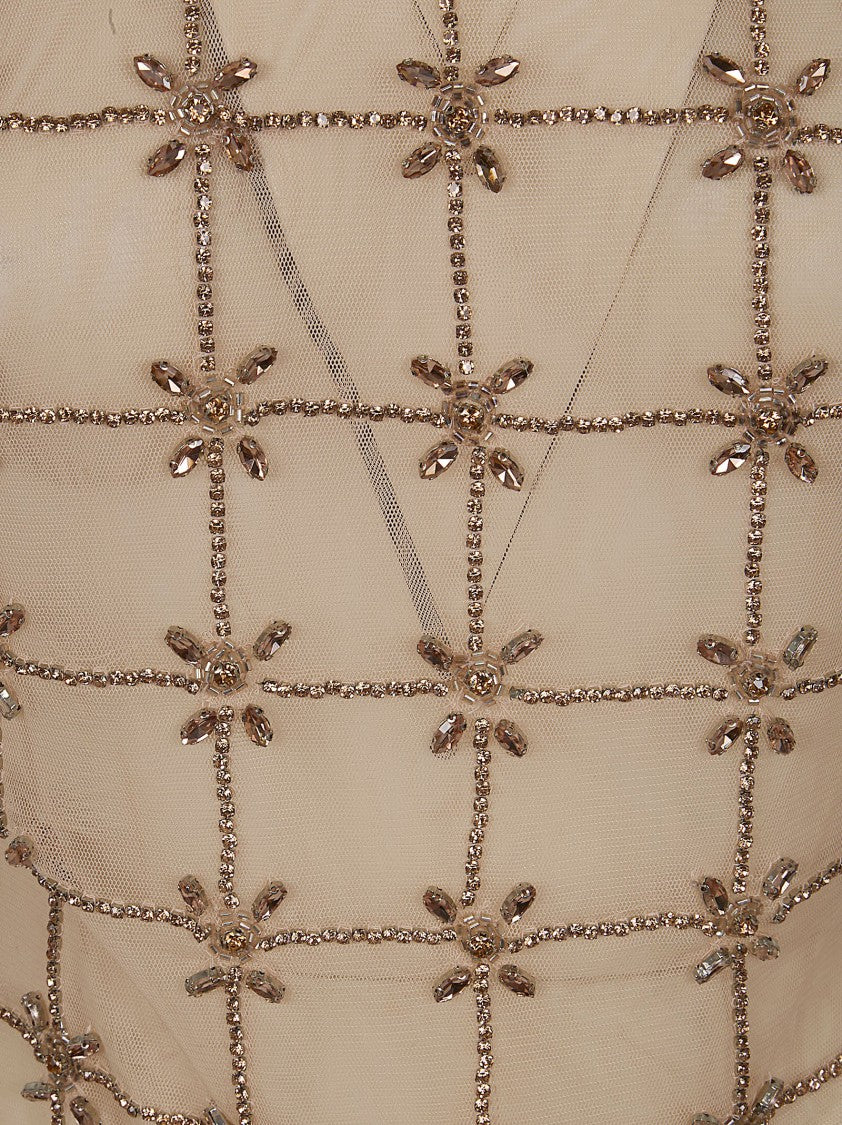 Pinko Tulle Top With Hand-Embroidered Crystals And Beads