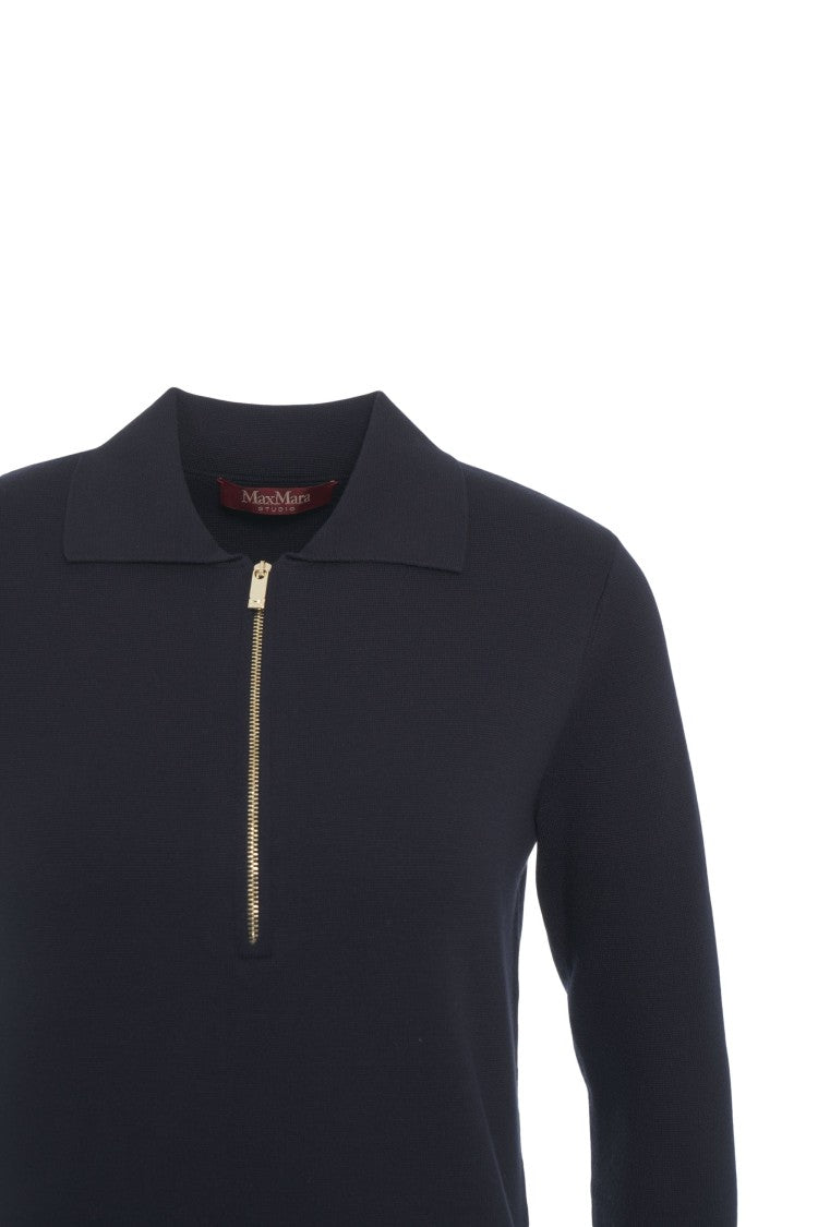 Max Mara Midi Dress With Collar And Zipper