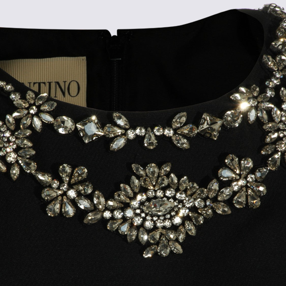 Valentino A-Line Mini Dress With Embellished Neckline And Concealed Zipper