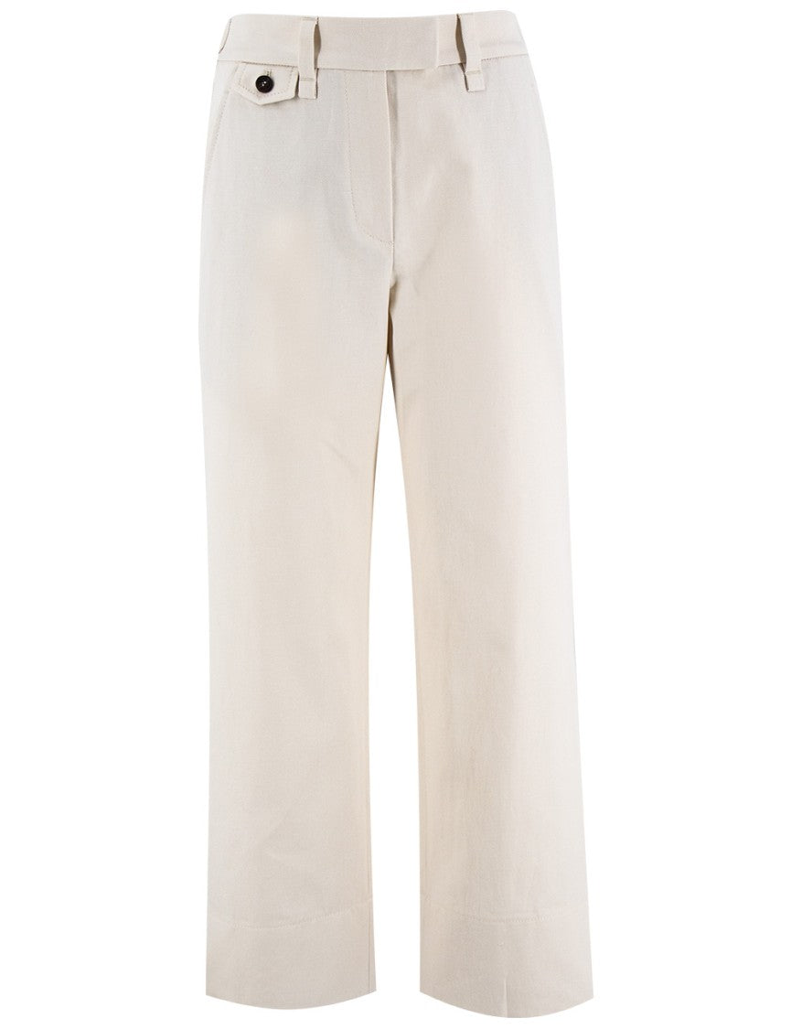 Brunello Cucinelli Cropped Cream Trousers