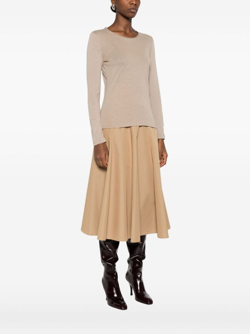 Majestic Filatures Beige Cotton-Cashmere Blend Sweater With Round Neckline