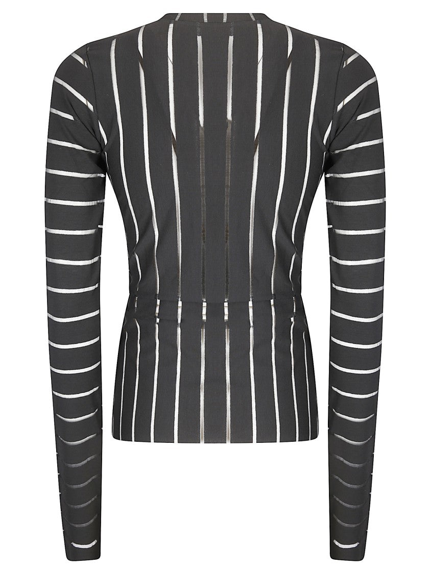 Maria Calderara Semi-Sheer Crew Neck Tops