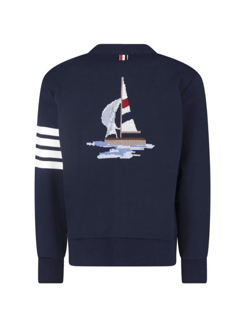 Thom Browne Blue 4-Bar Cotton Cardigan