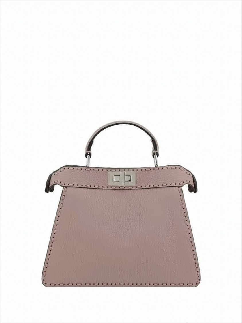 Fendi Textured Leather Shoulder Bag With Trapezoidal Silhouette