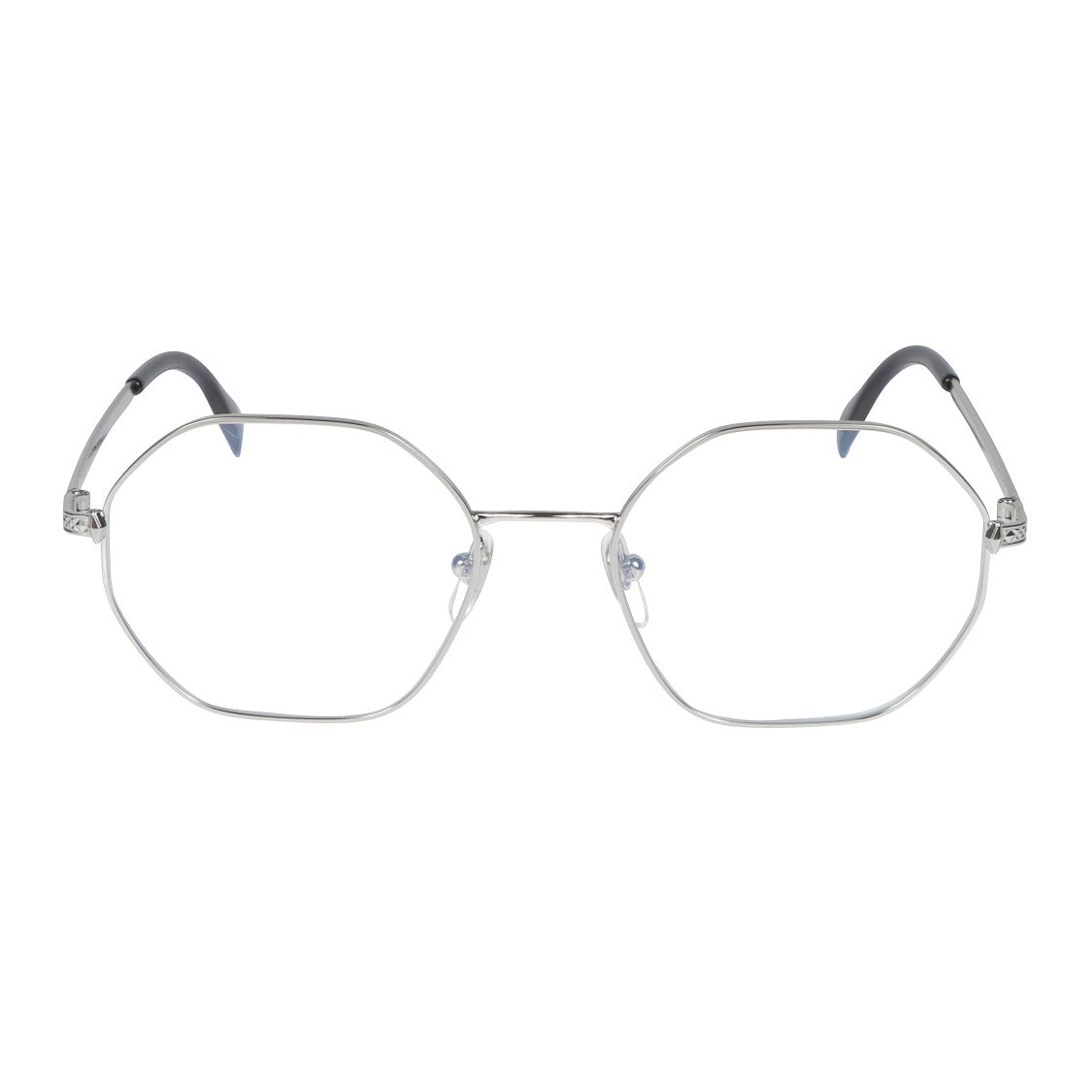Kador Milady-V Geometric Silver Eyeglasses With Textured Temples