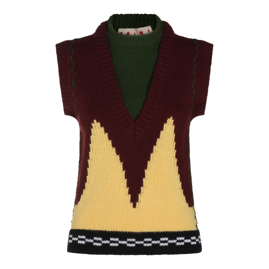 Marni Sleeveless Geometric Pattern Vest With V-Neckline