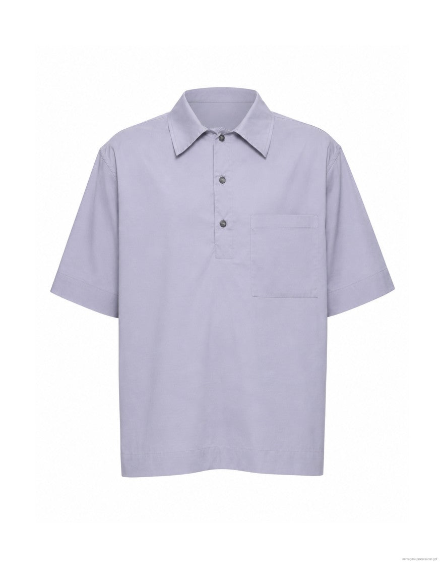 Hevo Light Grey Short Sleeve Cotton Overshirt