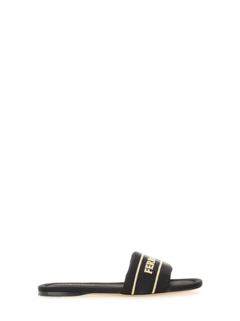 Ferragamo Slide Sandal With Iconic Logo Detail