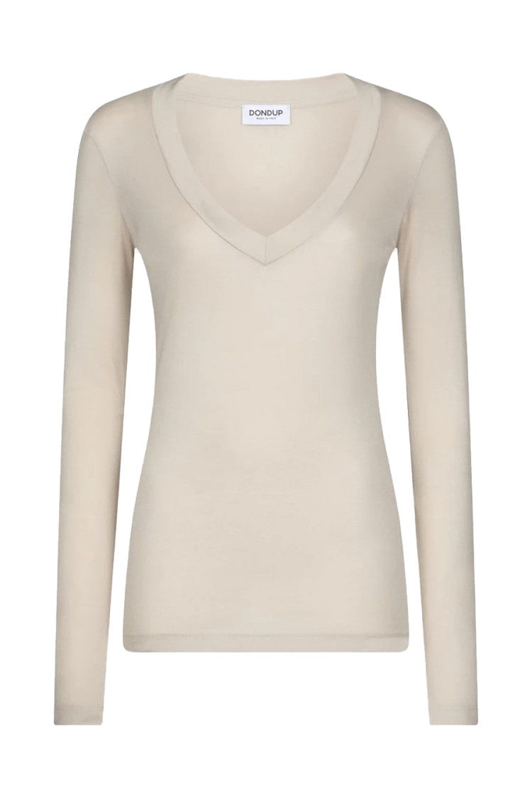 Dondup Minimalist Long-Sleeve Top V-Neckline Fitted Silhouette
