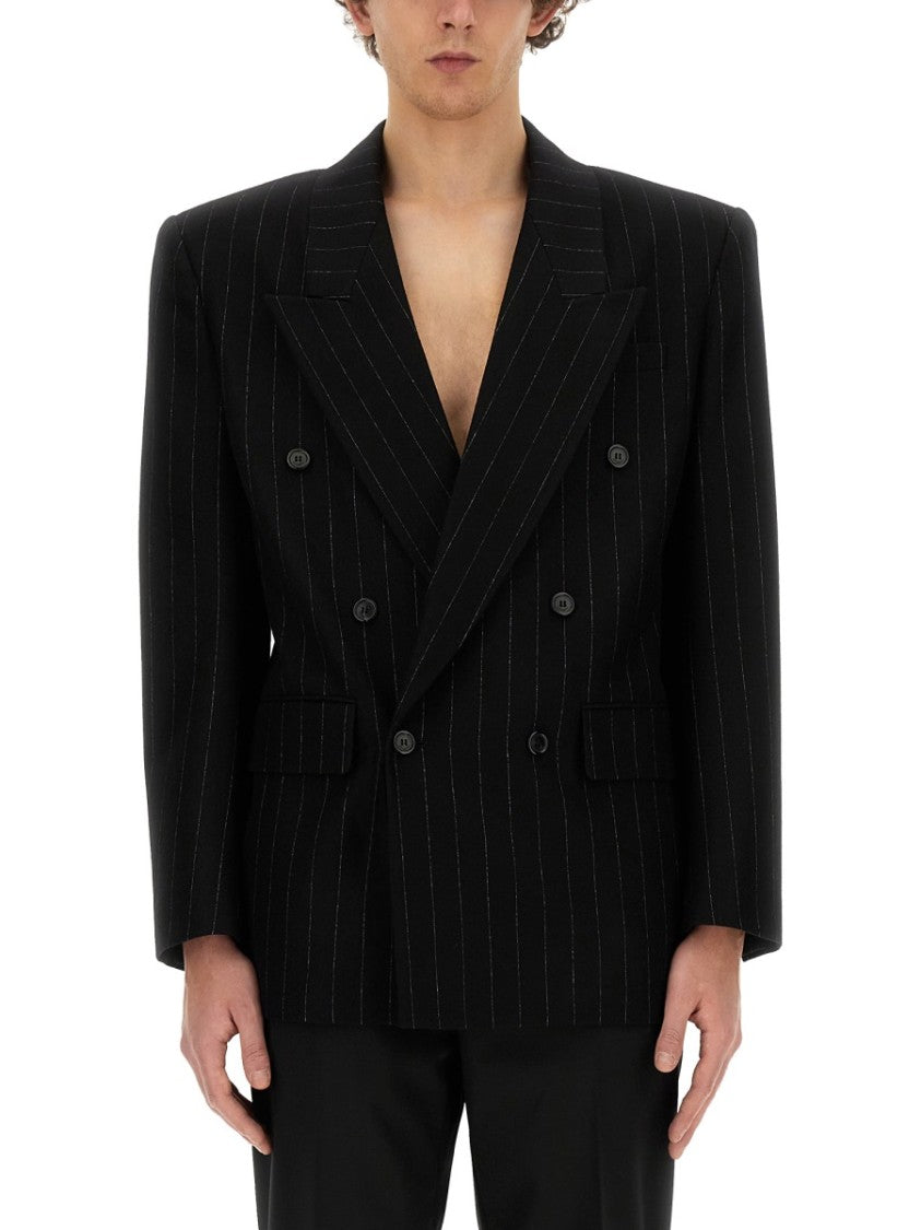 Saint Laurent Double-Breasted Oversized Jacket With Structured Shoulders