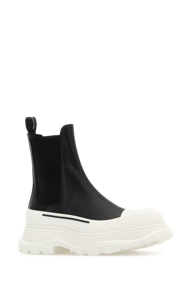 Alexander Mcqueen Black Nappa Leather Tread Slick Ankle Boots