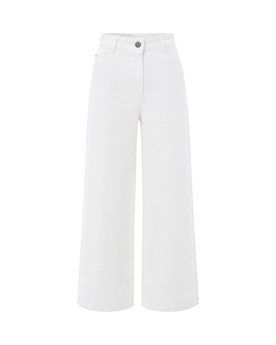 Sessùn White High-Waisted High-Rise Gabardine Jeans