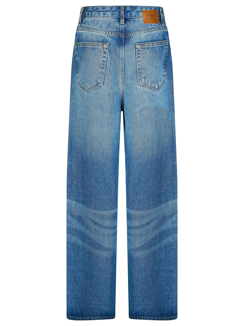 Ganni Blue Baggy Worker Patch Jeans