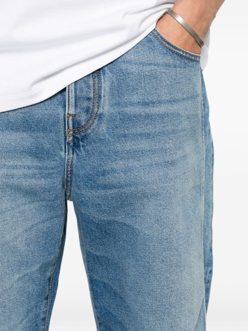 Balmain Blue Relaxed Straight-Leg Fading Jeans