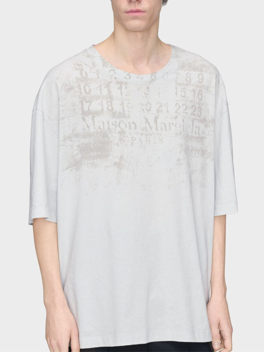 Maison Margiela White Distressed Print Vintage Cotton T-Shirt