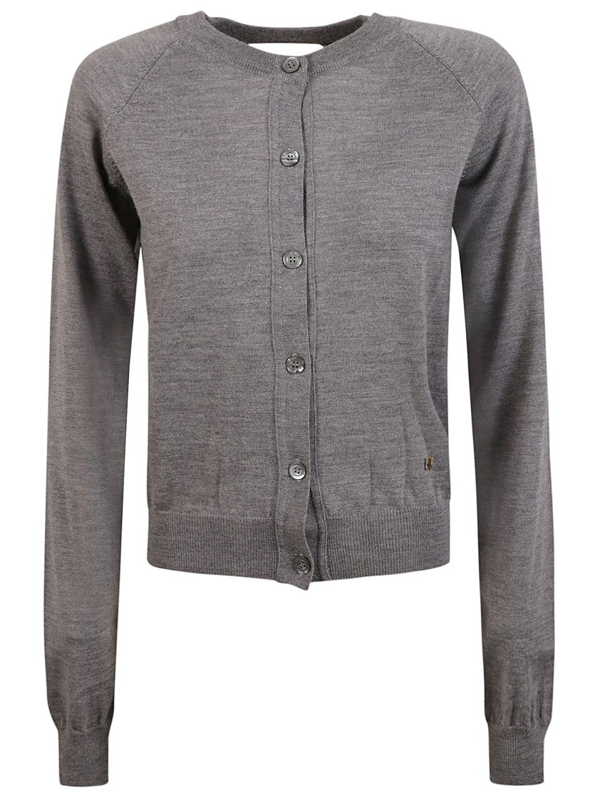 Moschino Button-Down Grey Sweater With Cut-Out Detail