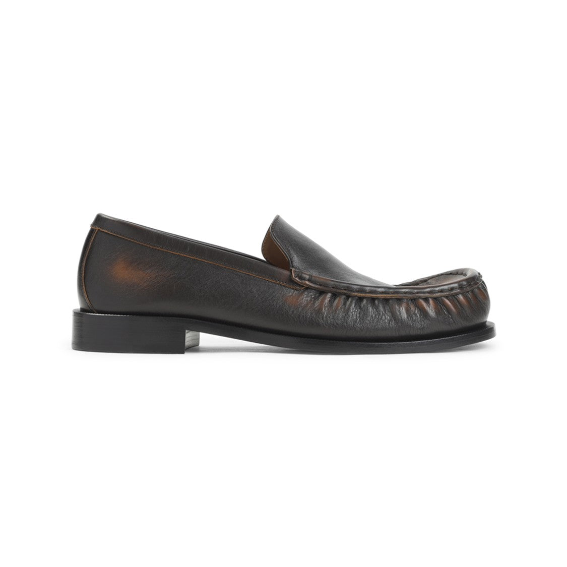 Dries Van Noten Brown Calf Leather Loafers With Rounded Moc Toe Design