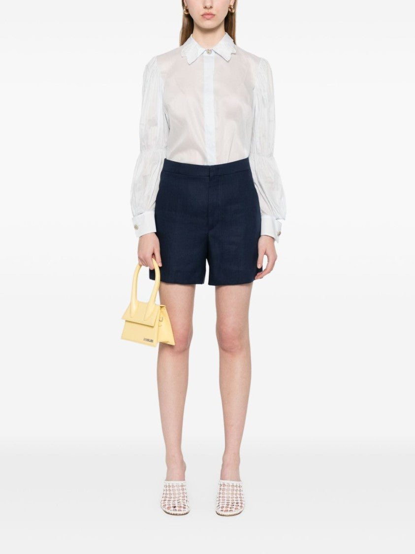 Tagliatore Navy Blue Linen Tailored Belle Shorts
