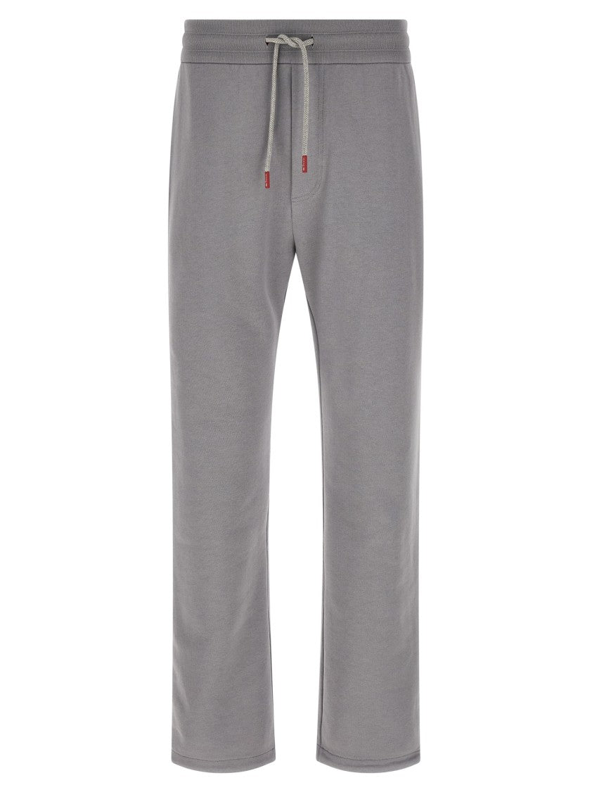 Kiton Gauze Cotton Tracksuit With Contrast Bands And Embroidered Logo