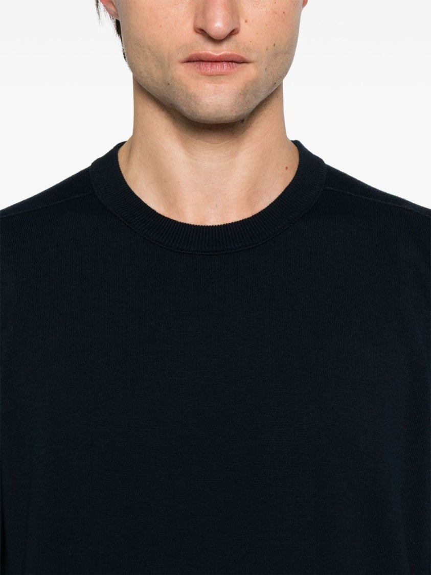 Stone Island Ribbed Crewneck Sweatshirt With Distinctive Patch