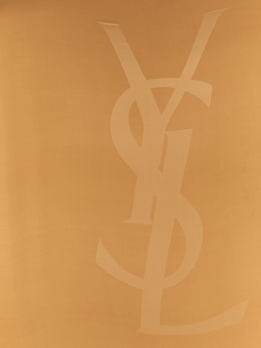 Saint Laurent Silk Charmeuse Cassandre Scarf With Jacquard Logo