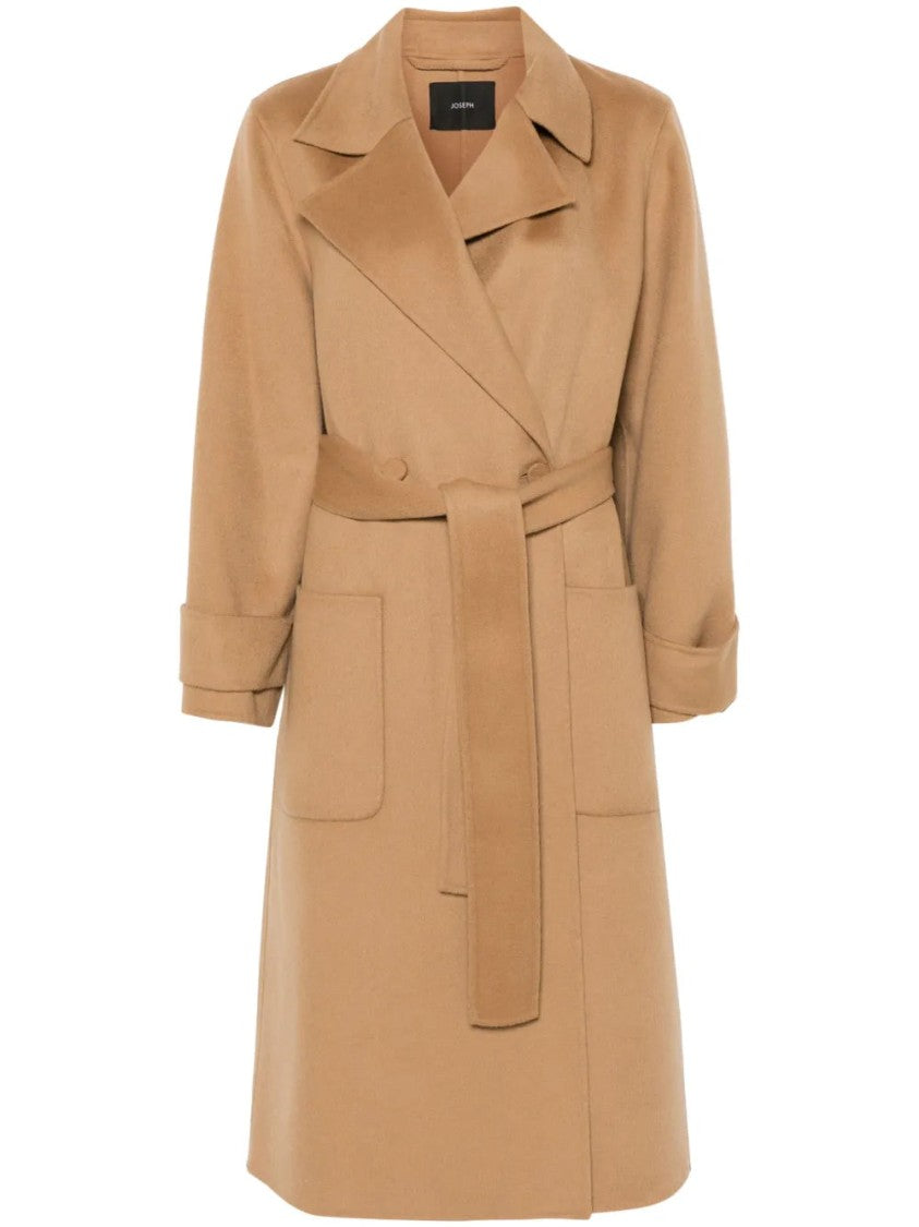 Joseph Wrap Design Brown Wool And Cashmere Coat