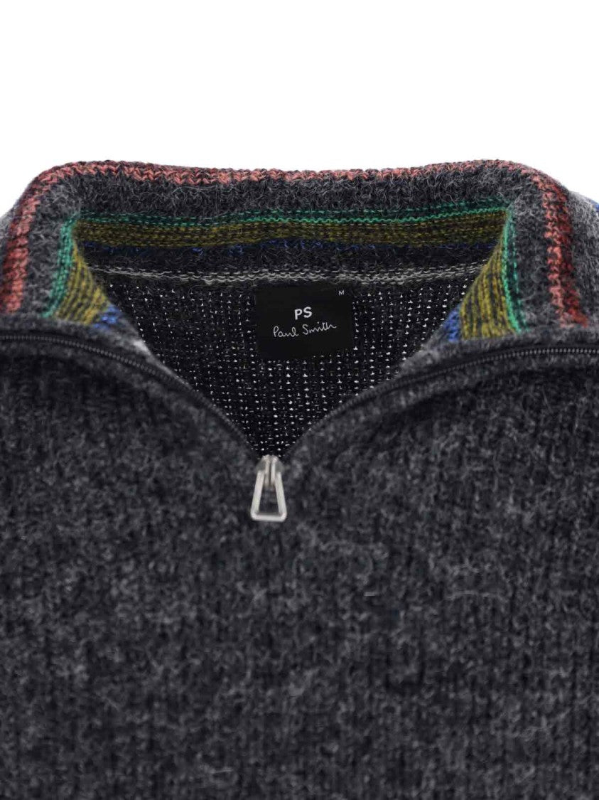 Paul Smith Textured Knit Sweater With Round Neckline In Timeless Grey