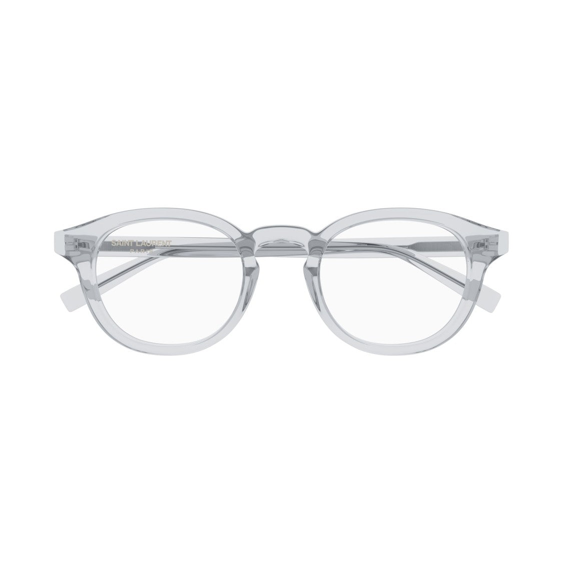 Saint Laurent Translucent Frame Round Square Eyeglasses With Slim Temples