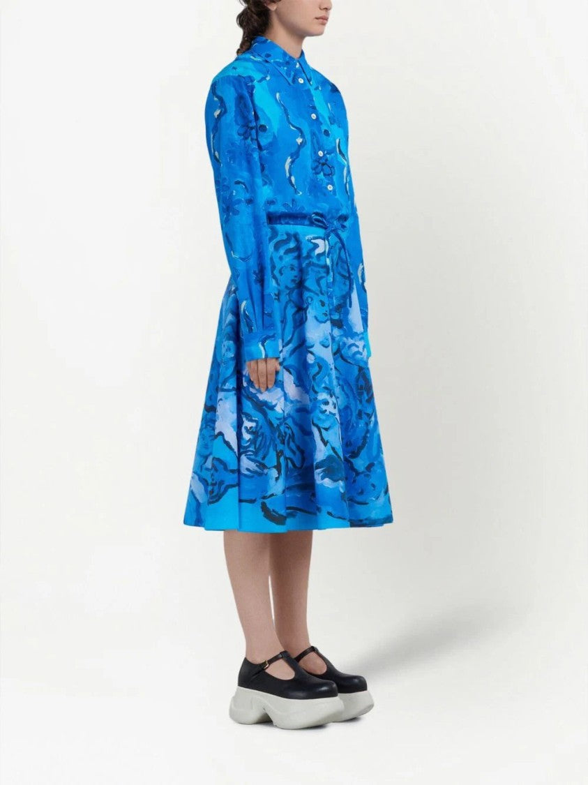 Marni Painterly-Print A-Line Skirt