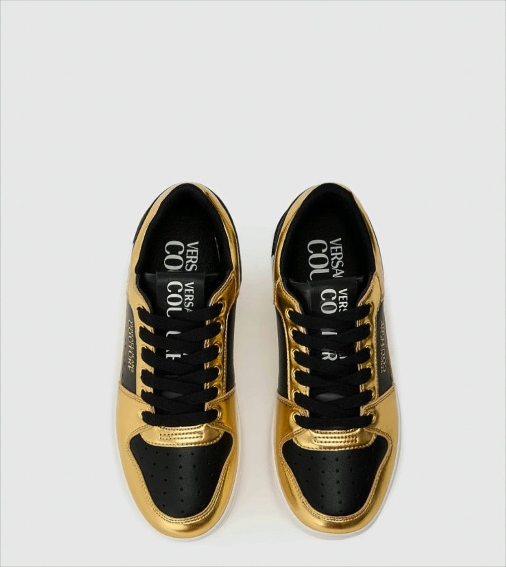 Versace Low-Top Sneakers With Metallic Gold