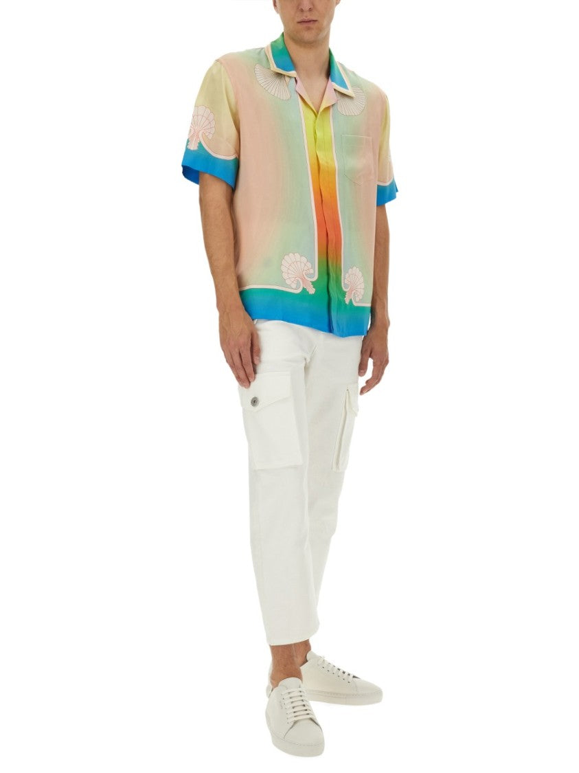 Casablanca Short-Sleeved Silk Shirt With Pastel Gradient