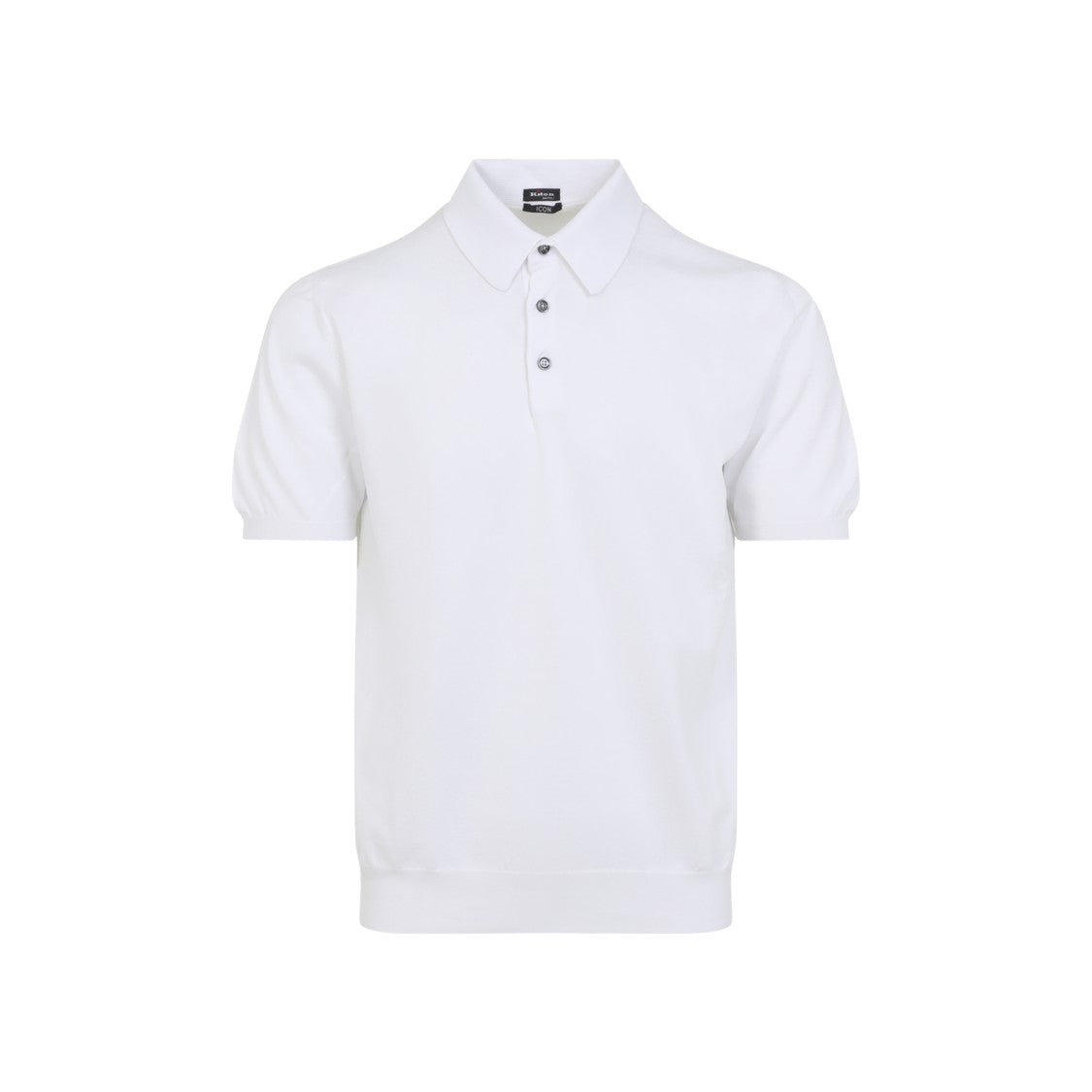 Kiton Classic White Polo Shirt With Traditional Collar And Three-Button Placket