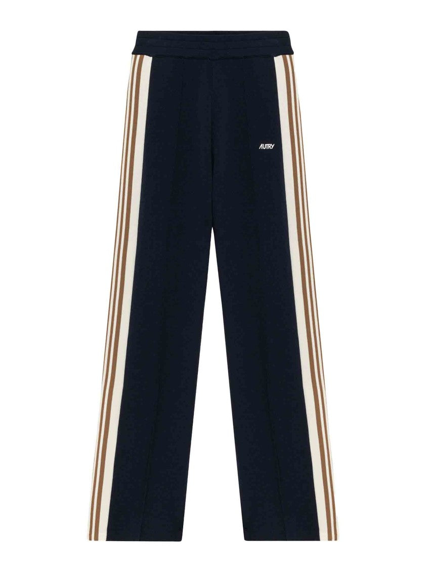 Autry Navy Blue Joggers With Beige Side Stripes