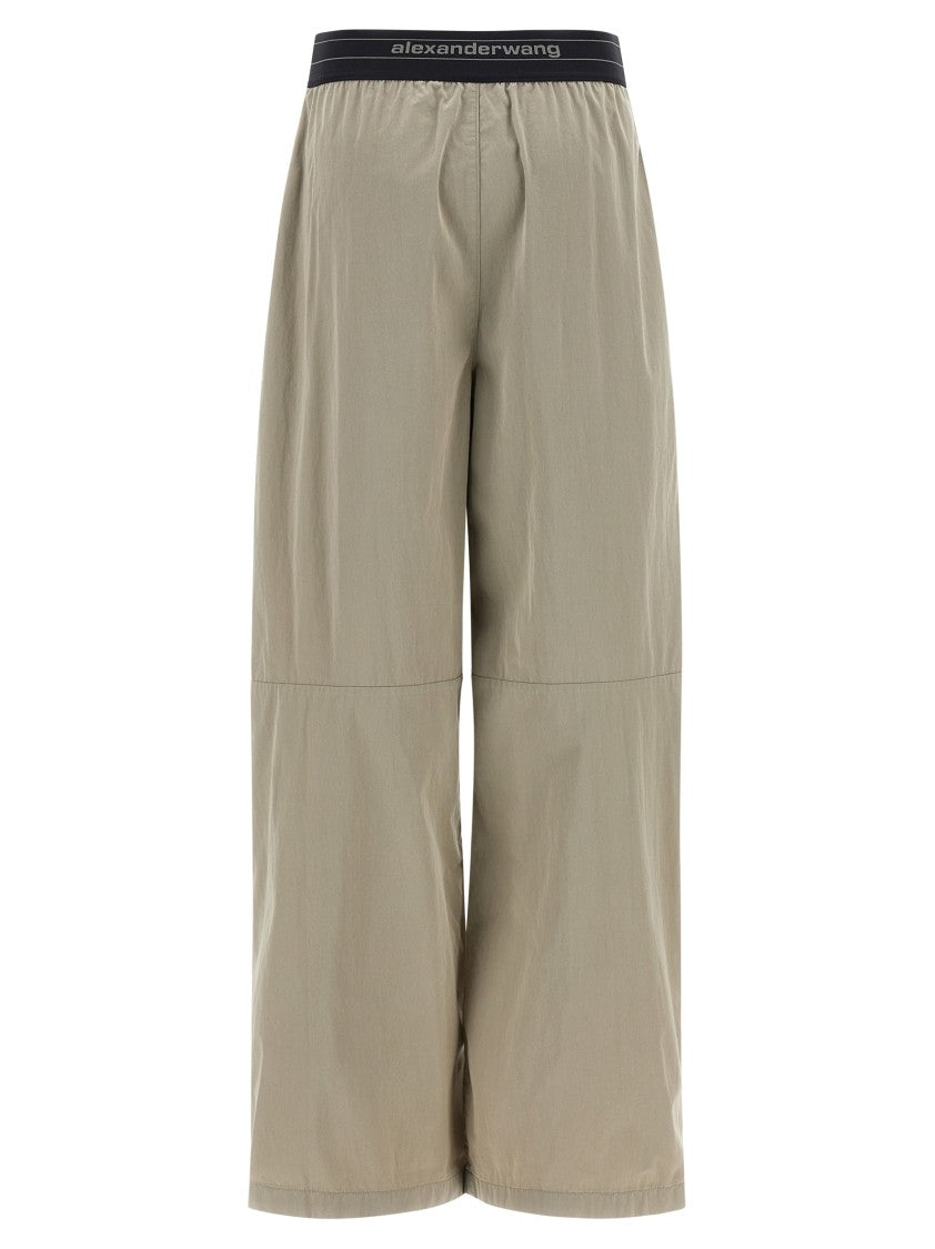 Alexander Wang Wide-Leg Cotton-Nylon Blend Pants With Jacquard Logo Waistband
