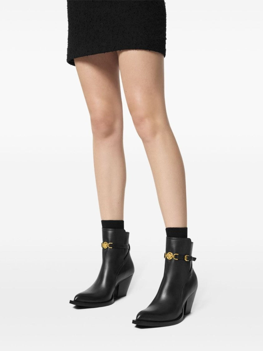 Versace Calf Leather Ankle Boots