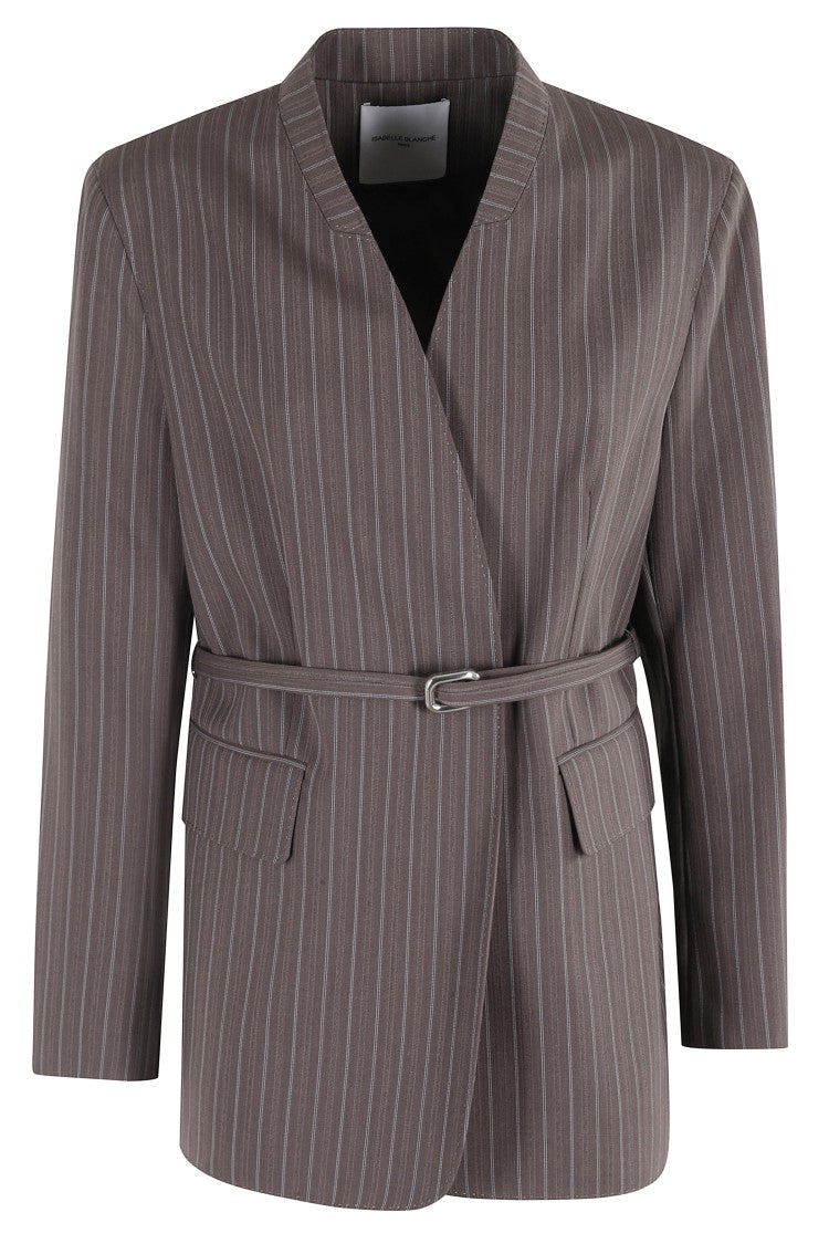 Isabelle Blanche Lapelless Striped Blazer