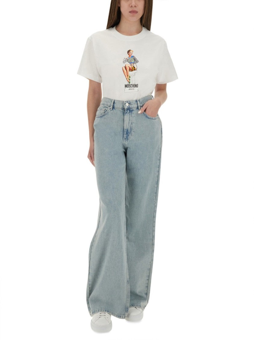 Moschino Wide-Leg Light Blue Denim Jeans
