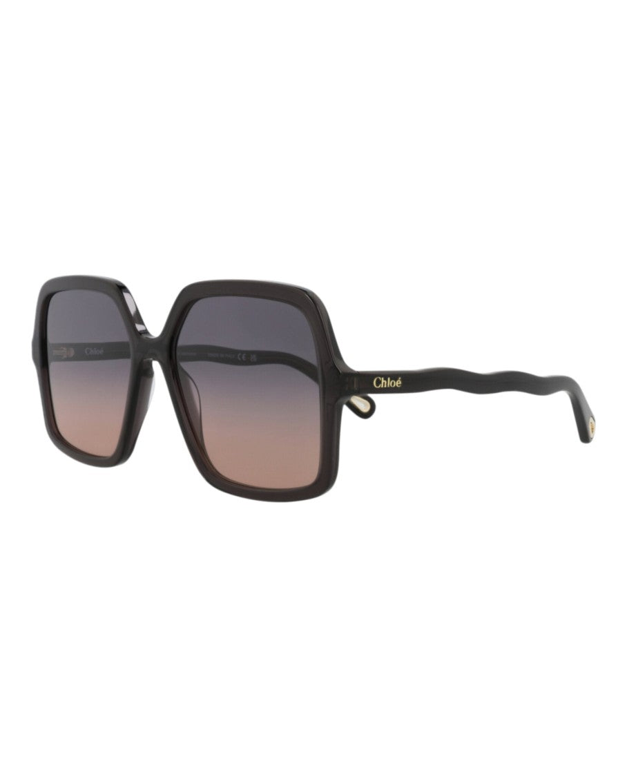 Chloé Square-Frame Bio Acetate Sunglasses With Wavy Temples And Gradient Lens