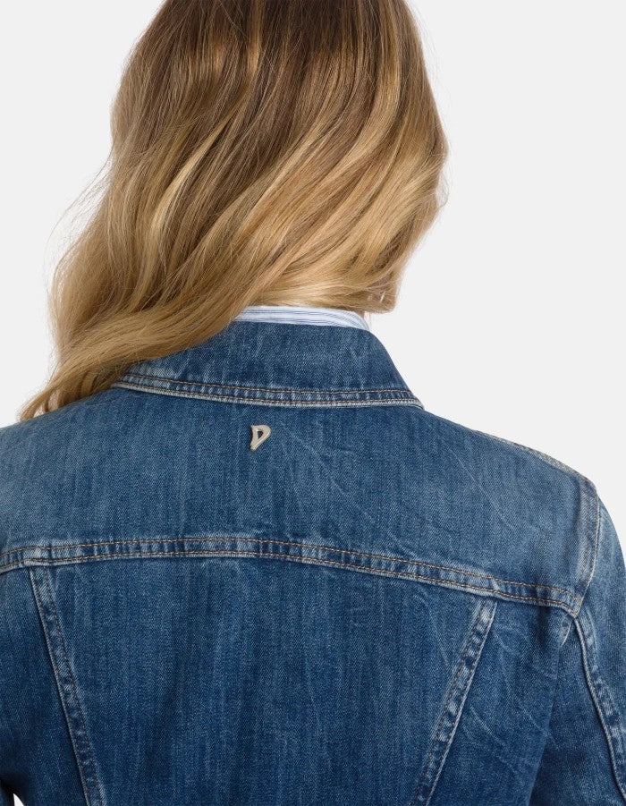 Dondup Fitted Medium Blue Denim Jacket With Button-Down Front