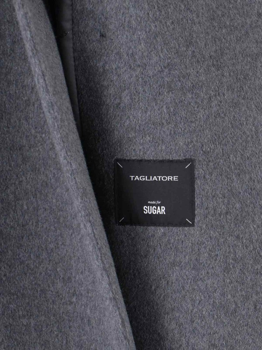 Tagliatore Grey Jole Double-Breasted Belted Cashmere Coat